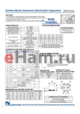 NASE221M25V8X10.5LBF datasheet - Surface Mount Aluminum Electrolytic Capacitors