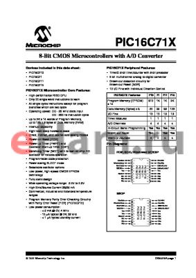 PIC16C71-10E/SS datasheet - 8-Bit CMOS Microcontrollers with A/D Converter