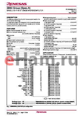 M38500M1-XXXSP datasheet - SINGLE-CHIP 8-BIT CMOS MICROCOMPUTER