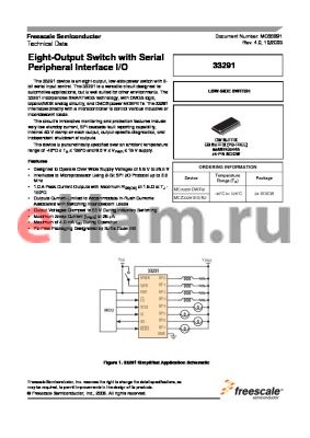MCZ33291EG datasheet - Eight-Output Switch with Serial Peripheral Interface I/O