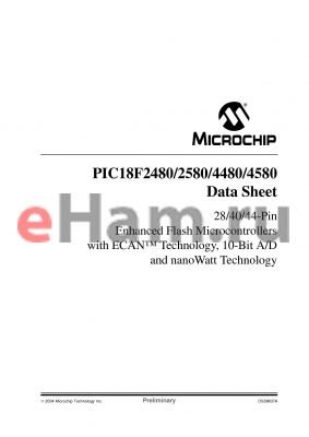 PIC18F4480I/PQTP datasheet - 28/40/44-Pin Enhanced Flash Microcontrollers with ECAN Technology, 10-Bit A/D and nanoWatt Technology
