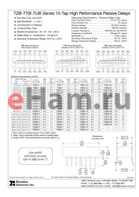 TZB54-10 datasheet - TZB-TYB-TUB Series 10-Tap High Performance Passive Delays