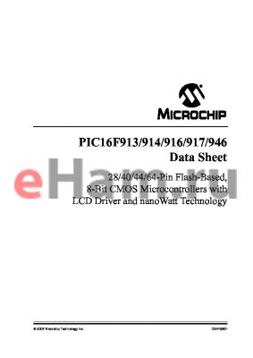 PIC16F946-E/SOQTP datasheet - 28/40/44/64-Pin Flash-Based, 8-Bit CMOS Microcontrollers with LCD Driver and nanoWatt Technology