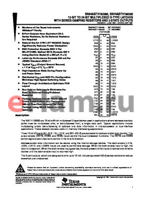 SN74ABTH162260DLR datasheet - 12-BIT TO 24-BIT MULTIPLEXED D-TYPE LATCHES WITH SERIES-DAMPING RESISTORS AND 3-STATE OUTPUTS