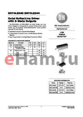 SN74LS240MR2 datasheet - Octal Buffer/Line Driver with 3-State Outputs