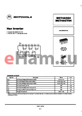 MC74ACT04ML2 datasheet - Hex Inverter