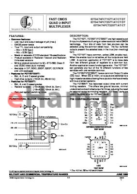 IDT54257DTLB datasheet - Fast CMOS quad 2-input multiplexer