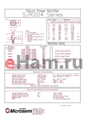 1N1203R datasheet - Standard Rectifier (trr more than 500ns)