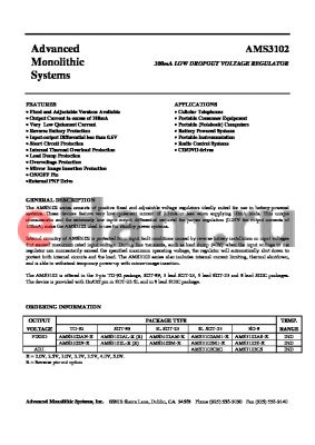 AMS3102L-2.5R datasheet - 2.5V 300mA low dropout voltage regulator