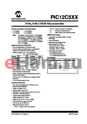 PIC12C509A-04/SM datasheet - Bits number of 8 Memory configuration 1024x12 Memory type OTP Microprocessor/controller features OSC/ISP Frequency clock 4 MHz Memory size 1 K-bit