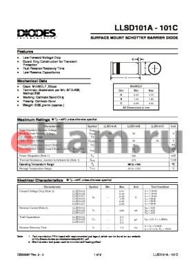 LLSD101C-7 datasheet - 40V; 15mA surface mount schottky barrier diode