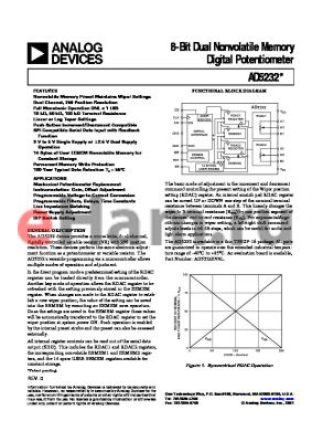 AD5232BRU10-REEL datasheet - 0.3-7V; 8-bit dual nonvolatile memory digital potentiometer