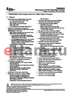 TMS320DM643AZNZA5 datasheet - Video/Imaging Fixed-Point Digital Signal Processor